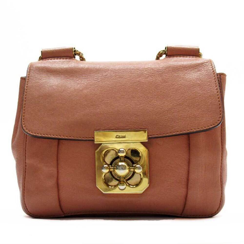 Chloe Elsie crossbody shoulder bag Beige Tan pink gold leather